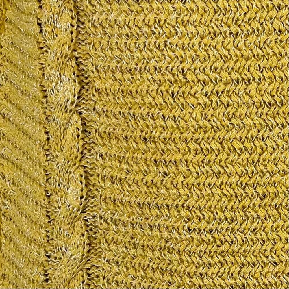 Comptoir Des Cotonniers Mustard Yellow Metallic Silver Cable Knit Sweater Small - Picture 7 of 12